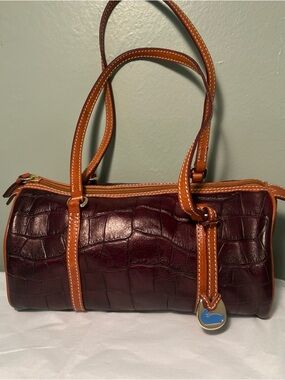 Vintage Leather Dooney & Bourke Croco Cognac Brown Embossed Purse Handbag